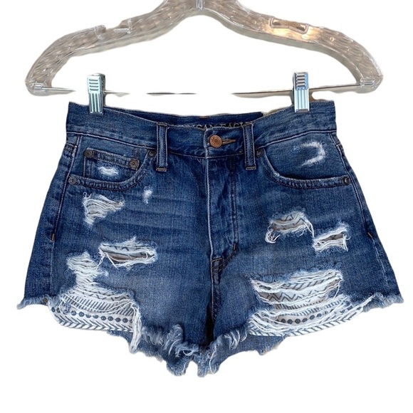 American Eagle Vintage Hi-Rise Festival Jean Shorts Size 0 - Picture 1 of 15